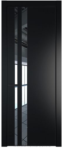 Дверь Profil Doors 20PE цвет Блэк кромка Черный матовый RAL9005 стекло Зеркало