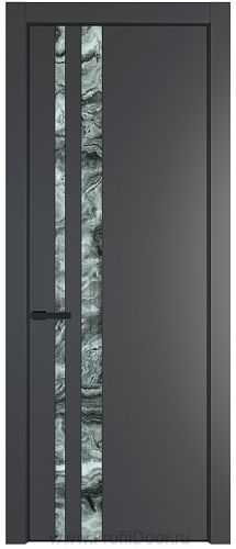 Дверь Profil Doors 20PE цвет Графит (Pantone 425С) кромка Черный матовый RAL9005 стекло Атриум серебро