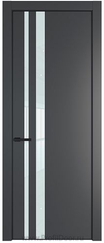 Дверь Profil Doors 20PE цвет Графит (Pantone 425С) кромка Черный матовый RAL9005 стекло Lacobel Белый лак