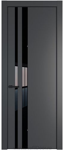 Дверь Profil Doors 20PE цвет Графит (Pantone 425С) кромка Черный матовый RAL9005 стекло Lacobel Черный лак