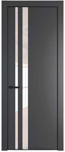 Дверь Profil Doors 20PE цвет Графит (Pantone 425С) кромка Черный матовый RAL9005 стекло Lacobel Перламутровый лак