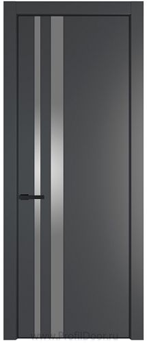 Дверь Profil Doors 20PE цвет Графит (Pantone 425С) кромка Черный матовый RAL9005 стекло Lacobel Серебро Матлак