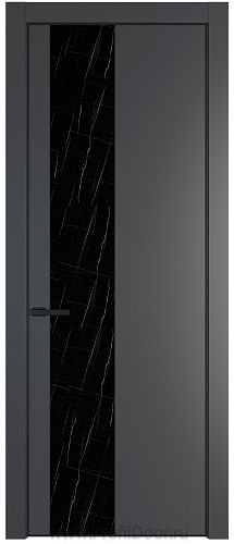 Дверь Profil Doors 20PE цвет Графит (Pantone 425С) кромка Черный матовый RAL9005 стекло Неро мрамор