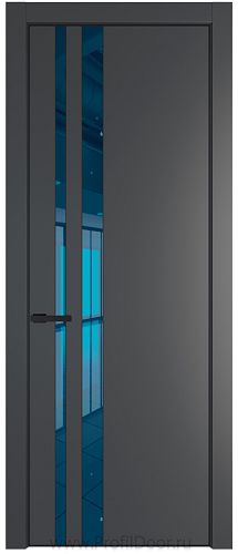 Дверь Profil Doors 20PE цвет Графит (Pantone 425С) кромка Черный матовый RAL9005 стекло Зеркало Blue