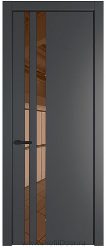 Дверь Profil Doors 20PE цвет Графит (Pantone 425С) кромка Черный матовый RAL9005 стекло Зеркало Bronza