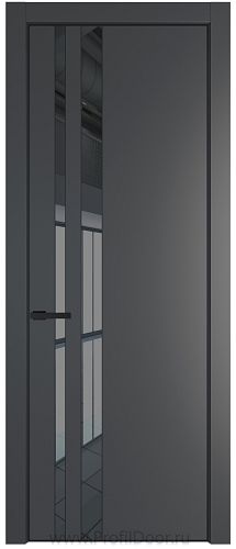 Дверь Profil Doors 20PE цвет Графит (Pantone 425С) кромка Черный матовый RAL9005 стекло Зеркало Grey