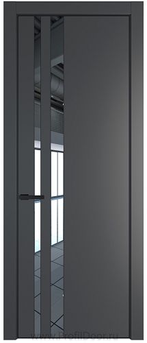 Дверь Profil Doors 20PE цвет Графит (Pantone 425С) кромка Черный матовый RAL9005 стекло Зеркало