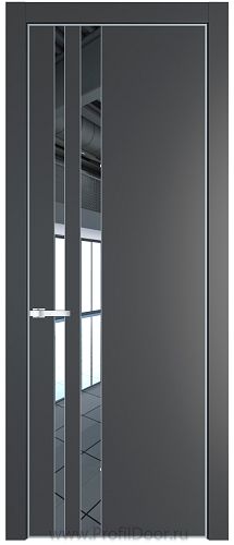 Дверь Profil Doors 20PE цвет Графит (Pantone 425С) кромка Серебро стекло Зеркало