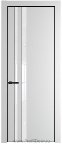 Дверь Profil Doors 20PE цвет Крем Вайт (RAL 120-02) кромка Черный матовый RAL9005 стекло Lacobel лак Классик