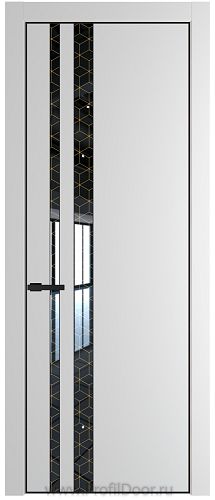 Дверь Profil Doors 20PE цвет Крем Вайт (RAL 120-02) кромка Черный матовый RAL9005 стекло Лоран узор золото