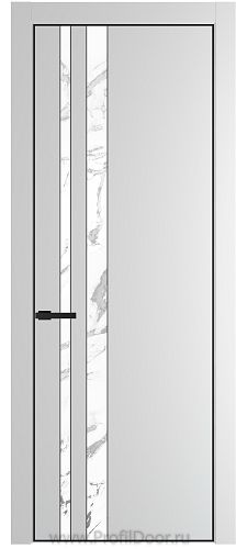 Дверь Profil Doors 20PE цвет Крем Вайт (RAL 120-02) кромка Черный матовый RAL9005 стекло Нефи белый узор серебро