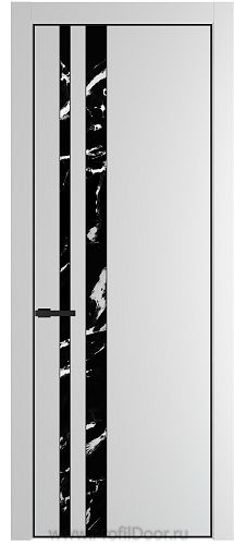 Дверь Profil Doors 20PE цвет Крем Вайт (RAL 120-02) кромка Черный матовый RAL9005 стекло Нефи черный узор серебро