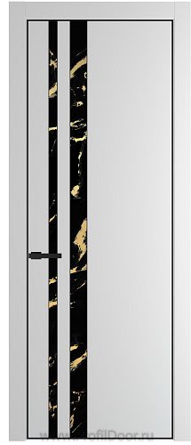 Дверь Profil Doors 20PE цвет Крем Вайт (RAL 120-02) кромка Черный матовый RAL9005 стекло Нефи черный узор золото