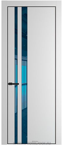 Дверь Profil Doors 20PE цвет Крем Вайт (RAL 120-02) кромка Черный матовый RAL9005 стекло Зеркало Blue