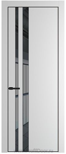 Дверь Profil Doors 20PE цвет Крем Вайт (RAL 120-02) кромка Черный матовый RAL9005 стекло Зеркало Grey