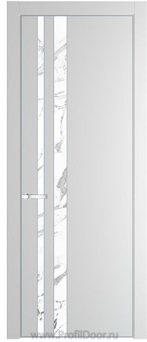 Дверь Profil Doors 20PE цвет Крем Вайт (RAL 120-02) кромка Серебро стекло Нефи белый узор серебро