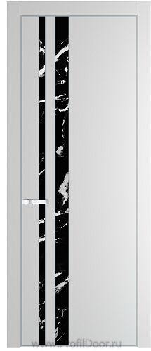 Дверь Profil Doors 20PE цвет Крем Вайт (RAL 120-02) кромка Серебро стекло Нефи черный узор серебро