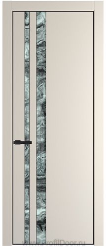 Дверь Profil Doors 20PE цвет Кремовая Магнолия (RAL 120-04) кромка Черный матовый RAL9005 стекло Атриум серебро