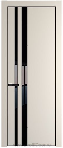 Дверь Profil Doors 20PE цвет Кремовая Магнолия (RAL 120-04) кромка Черный матовый RAL9005 стекло Lacobel Черный лак