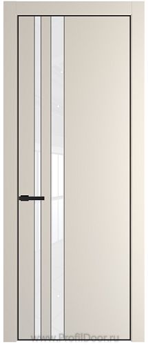 Дверь Profil Doors 20PE цвет Кремовая Магнолия (RAL 120-04) кромка Черный матовый RAL9005 стекло Lacobel лак Классик