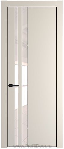 Дверь Profil Doors 20PE цвет Кремовая Магнолия (RAL 120-04) кромка Черный матовый RAL9005 стекло Lacobel Перламутровый лак