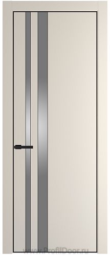 Дверь Profil Doors 20PE цвет Кремовая Магнолия (RAL 120-04) кромка Черный матовый RAL9005 стекло Lacobel Серебро Матлак