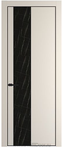 Дверь Profil Doors 20PE цвет Кремовая Магнолия (RAL 120-04) кромка Черный матовый RAL9005 стекло Неро мрамор