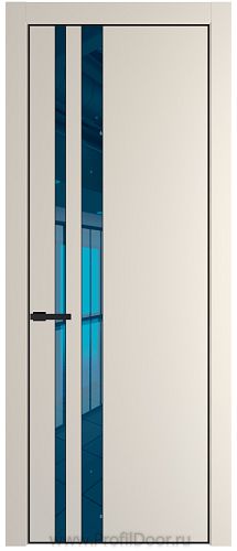 Дверь Profil Doors 20PE цвет Кремовая Магнолия (RAL 120-04) кромка Черный матовый RAL9005 стекло Зеркало Blue