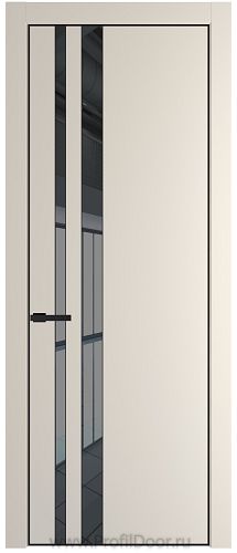Дверь Profil Doors 20PE цвет Кремовая Магнолия (RAL 120-04) кромка Черный матовый RAL9005 стекло Зеркало Grey