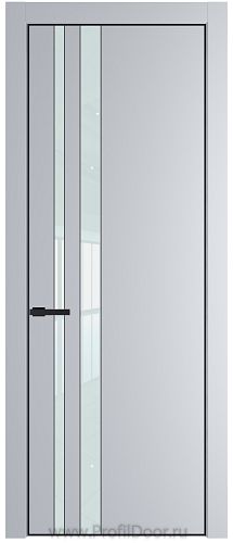 Дверь Profil Doors 20PE цвет Лайт Грей (RAL 870-01) кромка Черный матовый RAL9005 стекло Lacobel Белый лак