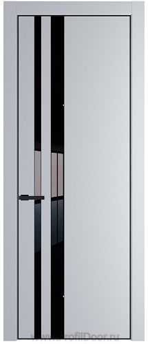 Дверь Profil Doors 20PE цвет Лайт Грей (RAL 870-01) кромка Черный матовый RAL9005 стекло Lacobel Черный лак