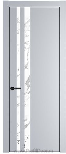 Дверь Profil Doors 20PE цвет Лайт Грей (RAL 870-01) кромка Черный матовый RAL9005 стекло Нефи белый узор серебро
