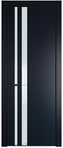 Дверь Profil Doors 20PE цвет Нэви Блу (RAL 7016) кромка Черный матовый RAL9005 стекло Lacobel Белый лак