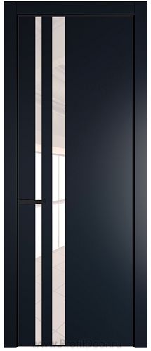 Дверь Profil Doors 20PE цвет Нэви Блу (RAL 7016) кромка Черный матовый RAL9005 стекло Lacobel Перламутровый лак