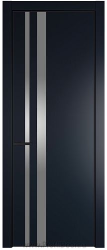 Дверь Profil Doors 20PE цвет Нэви Блу (RAL 7016) кромка Черный матовый RAL9005 стекло Lacobel Серебро Матлак
