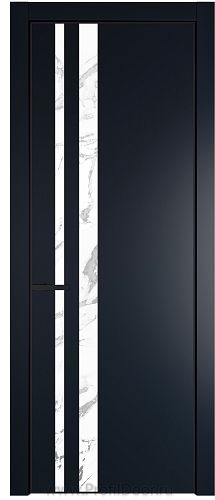 Дверь Profil Doors 20PE цвет Нэви Блу (RAL 7016) кромка Черный матовый RAL9005 стекло Нефи белый узор серебро