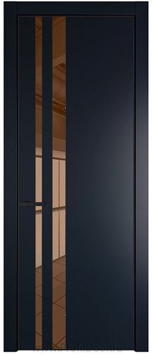 Дверь Profil Doors 20PE цвет Нэви Блу (RAL 7016) кромка Черный матовый RAL9005 стекло Зеркало Bronza