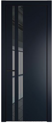 Дверь Profil Doors 20PE цвет Нэви Блу (RAL 7016) кромка Черный матовый RAL9005 стекло Зеркало Grey