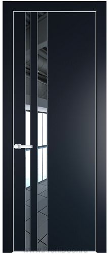 Дверь Profil Doors 20PE цвет Нэви Блу (RAL 7016) кромка Серебро стекло Зеркало
