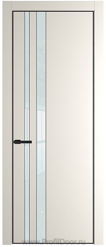 Дверь Profil Doors 20PE цвет Перламутр белый кромка Черный матовый RAL9005 стекло Lacobel Белый лак