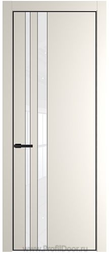 Дверь Profil Doors 20PE цвет Перламутр белый кромка Черный матовый RAL9005 стекло Lacobel лак Классик