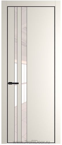 Дверь Profil Doors 20PE цвет Перламутр белый кромка Черный матовый RAL9005 стекло Lacobel Перламутровый лак