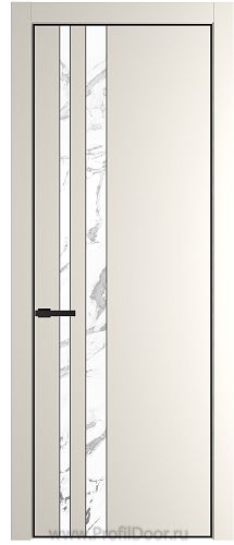 Дверь Profil Doors 20PE цвет Перламутр белый кромка Черный матовый RAL9005 стекло Нефи белый узор серебро