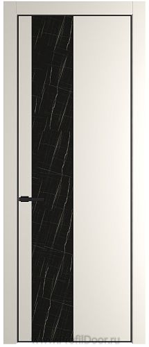 Дверь Profil Doors 20PE цвет Перламутр белый кромка Черный матовый RAL9005 стекло Неро мрамор