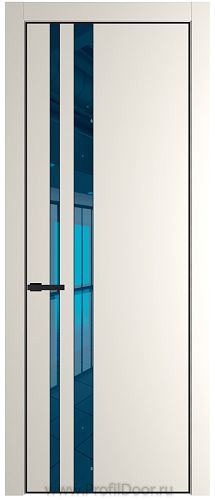 Дверь Profil Doors 20PE цвет Перламутр белый кромка Черный матовый RAL9005 стекло Зеркало Blue