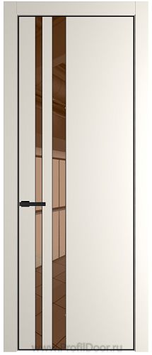 Дверь Profil Doors 20PE цвет Перламутр белый кромка Черный матовый RAL9005 стекло Зеркало Bronza
