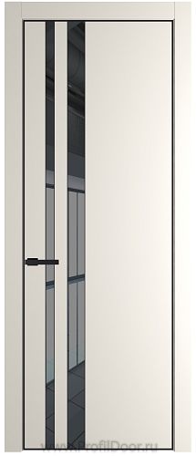 Дверь Profil Doors 20PE цвет Перламутр белый кромка Черный матовый RAL9005 стекло Зеркало Grey