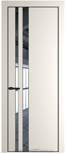 Дверь Profil Doors 20PE цвет Перламутр белый кромка Черный матовый RAL9005 стекло Зеркало
