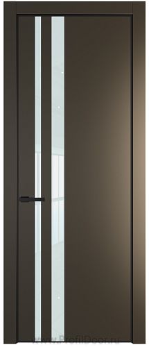 Дверь Profil Doors 20PE цвет Перламутр бронза кромка Черный матовый RAL9005 стекло Lacobel Белый лак