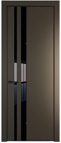 Дверь Profil Doors 20PE цвет Перламутр бронза кромка Черный матовый RAL9005 стекло Lacobel Черный лак